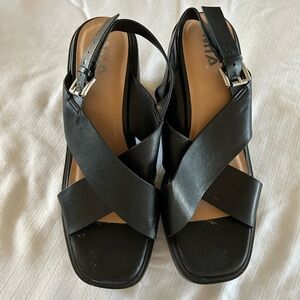 MIA Black Crisscross Sandals